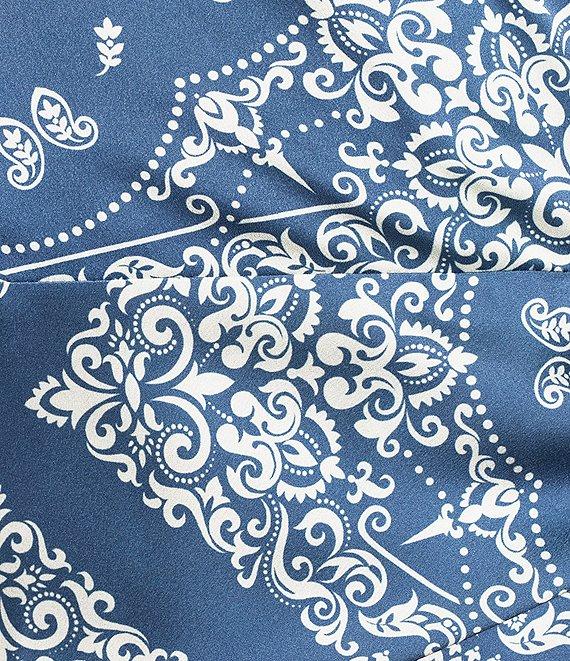 Gianni Bini Avery Bandana Print Satin Collared Long Sleeve Mini Wrap Dress Product Image