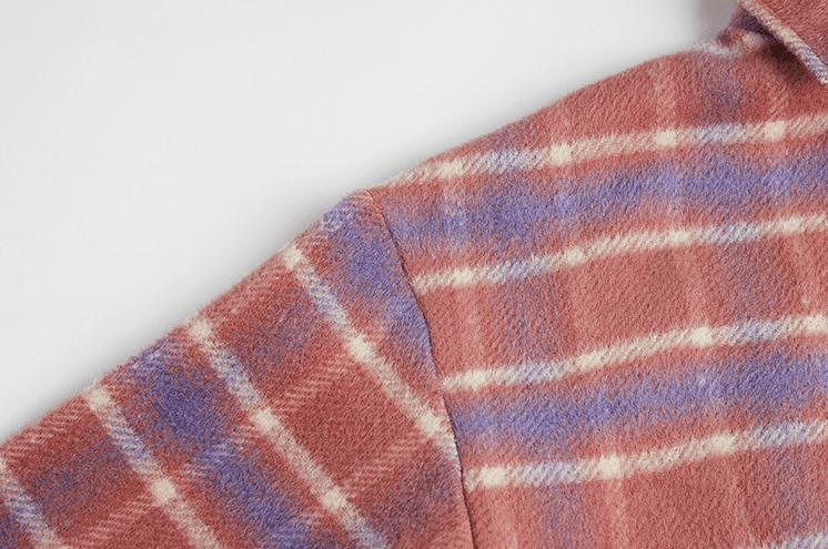 RT No. 2744 WOOLEN KNITTED PLAID COLLAR SHIRT Product Image