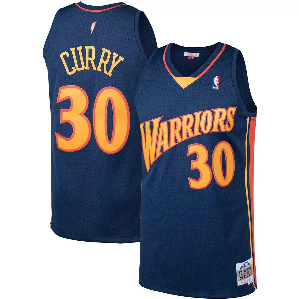 Men's Mitchell & Ness Stephen Curry Navy Golden State Warriors Big & Tall Hardwood Classics Jersey,  Product Image