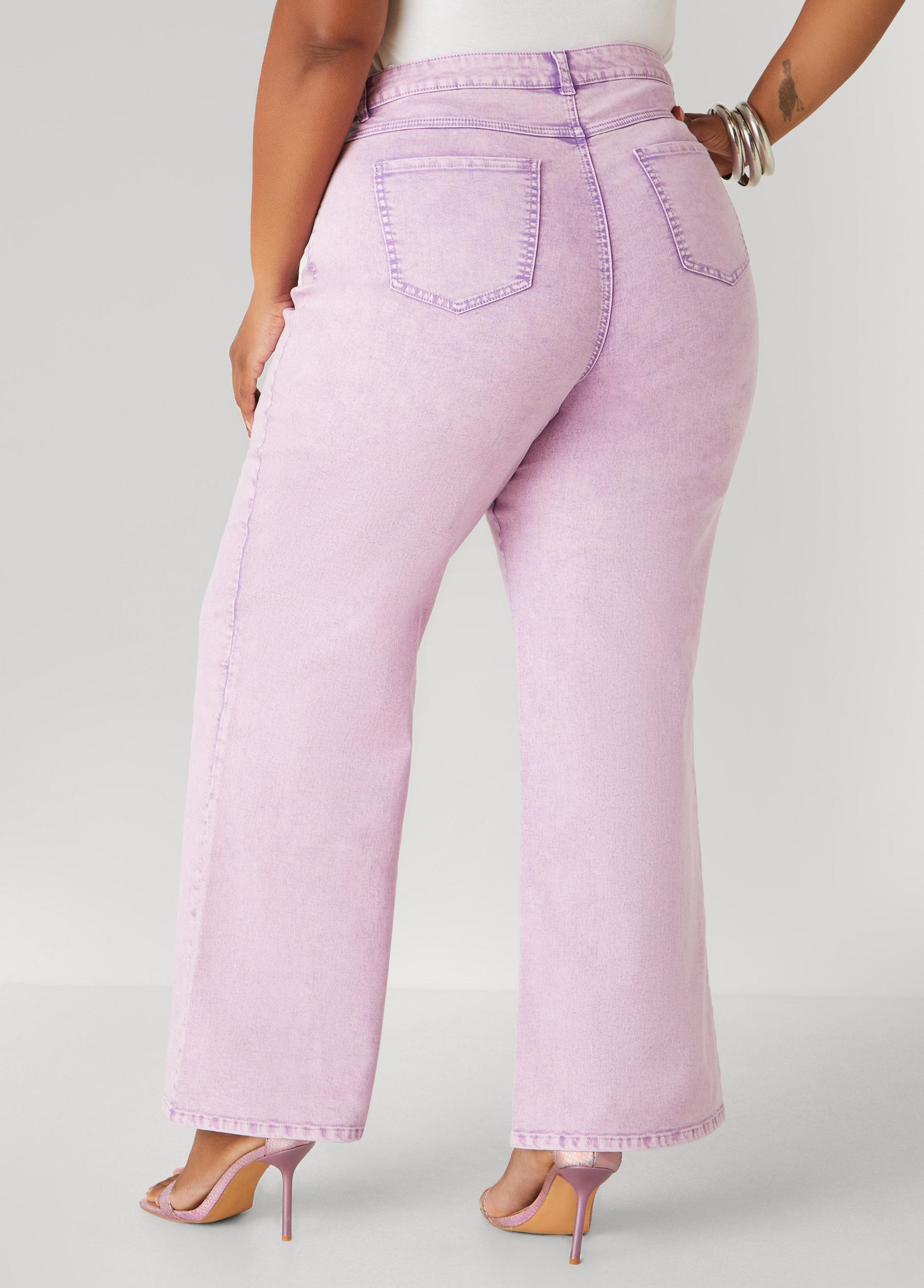 Plus Size Stonewash High Rise Wide Leg Jeans Ashley Stewart Product Image