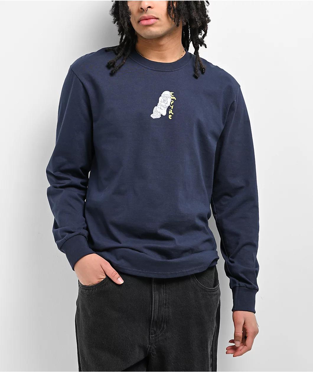 Empyre Hide Navy Blue Long Sleeve T-Shirt Product Image