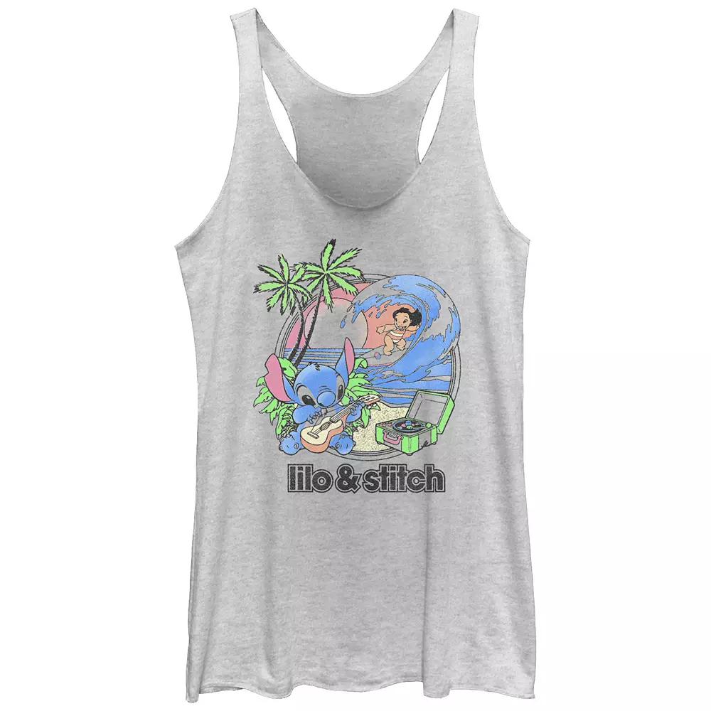 Disney's Lilo & Stitch Beach Duo Surfing Juniors' Tri-Blend Racerback Tank Top, Girl's,  Product Image