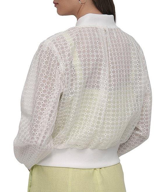 DKNY by Donna Karan Eyelet Organza Bomber Jacket Product Image