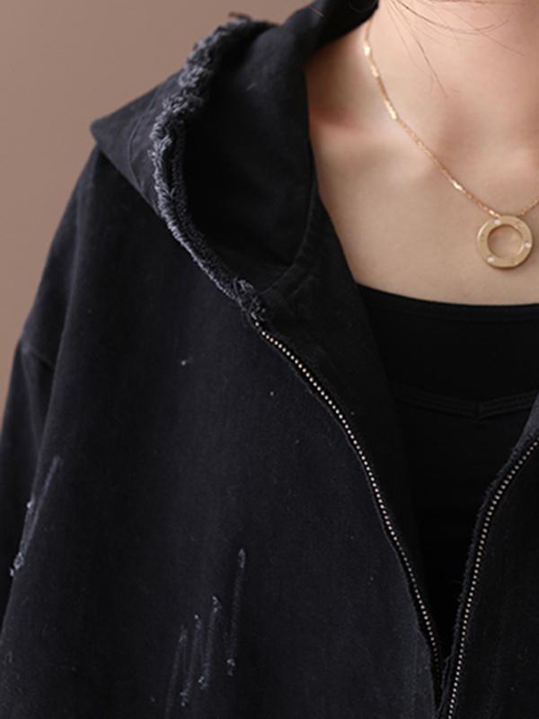 Original Solid Hooded Denim Outwear Product Image