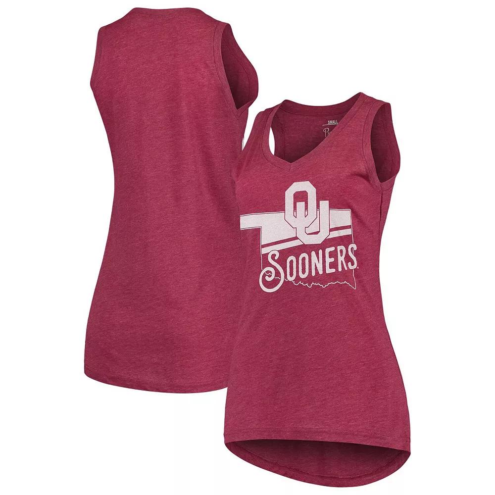 Women's Pressbox Crimson Oklahoma Sooners Ferris Melange V-Neck Tank Top, Size: Small, Red Product Image