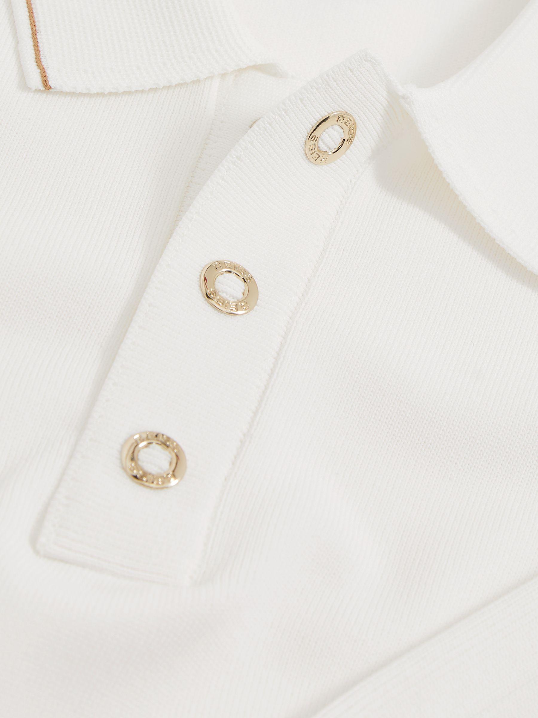 Tipped Knit Polo Shirt in White/Camel Product Image