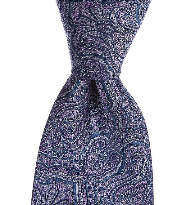 Hickey Freeman Paisley Print 3 1/4#double; Woven Silk Tie Product Image