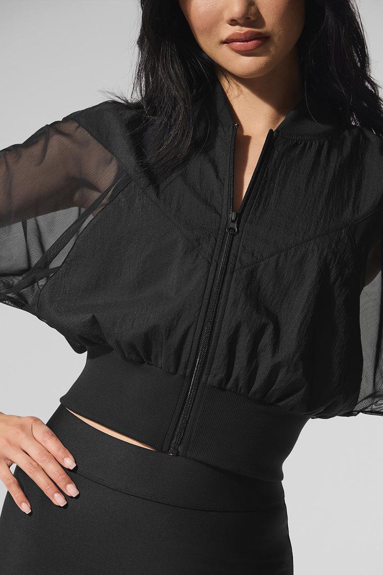 Cropped Air It Out Bomber - Black Product Image