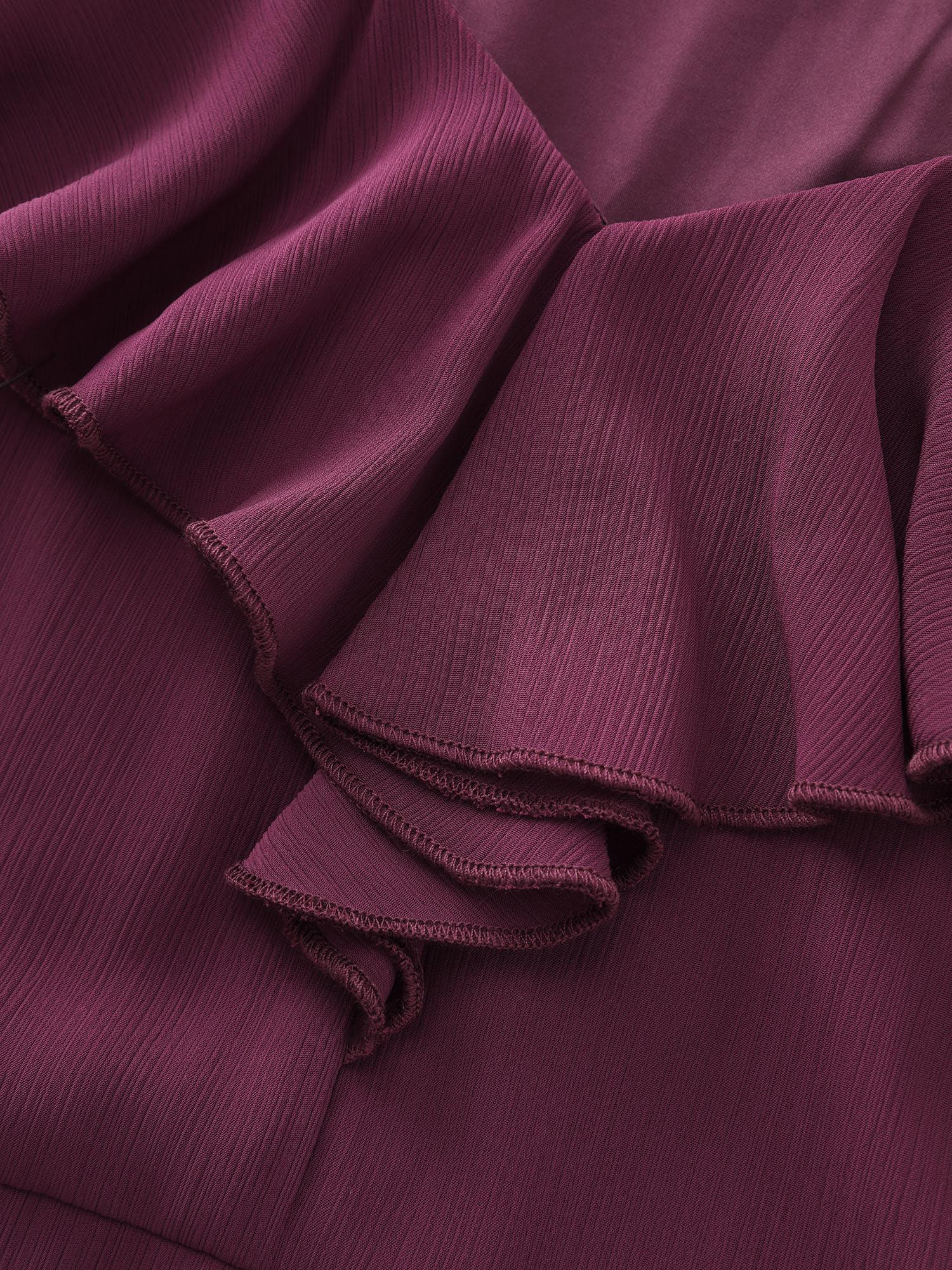 Ruffled Neckline Layered Hem Midi Dress Female Product Image