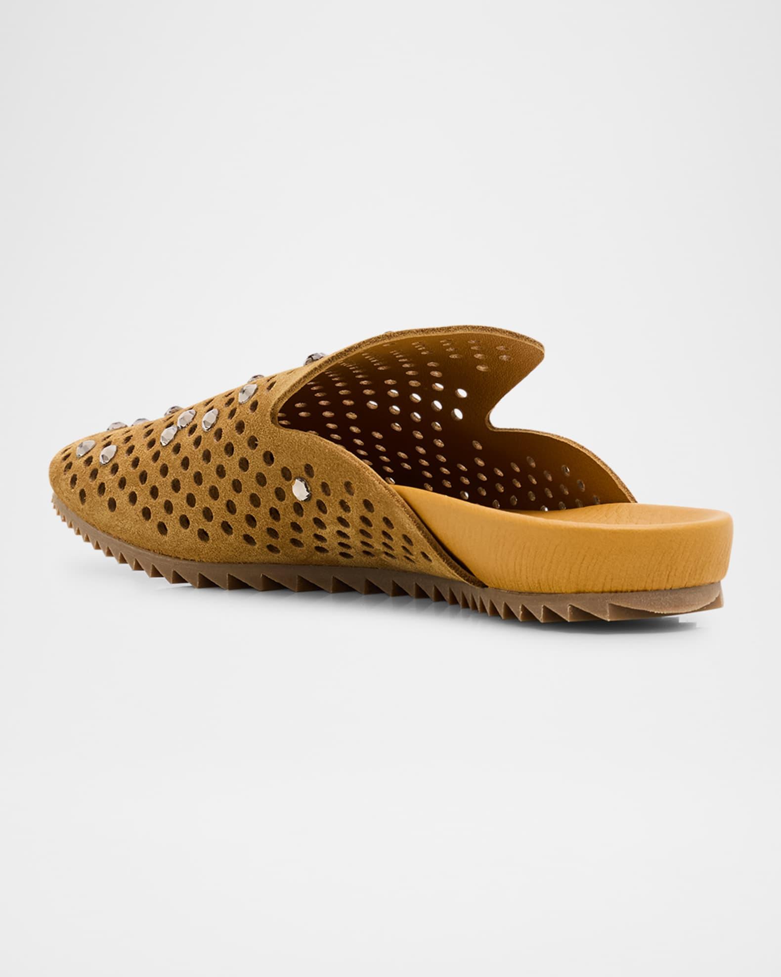 Braidy Crystal-Embellished Suede Clogs Product Image