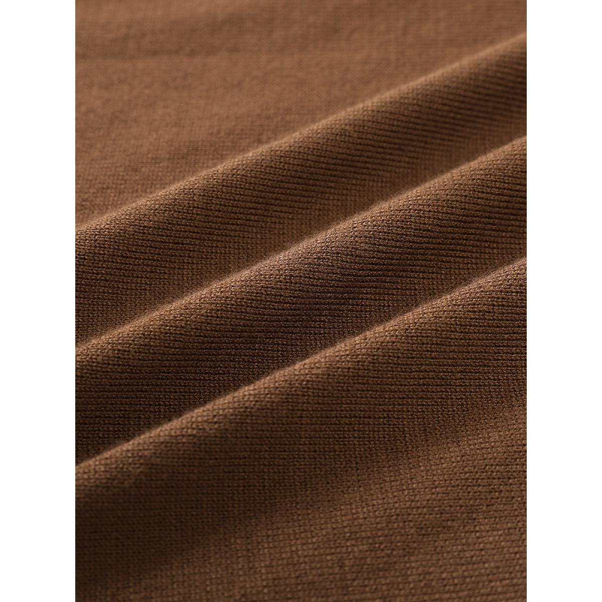 Plus Size Contrast Seam Detail Drop Shoulder Pullover DarkBrown Women Casual Loose Sleeveless V-neck Dailywear Pullovers BloomChic 30/6X Product Image