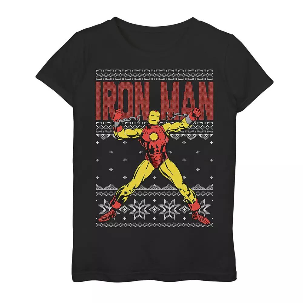 Girls 7-16 Marvel Iron Man Retro Ugly Sweater Christmas Graphic Tee, Girl's,  Product Image