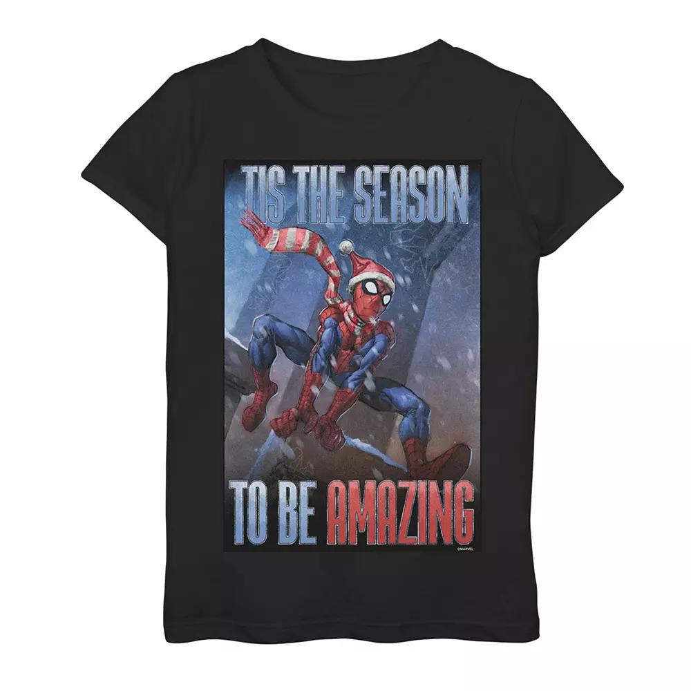 Girls 7-16 Marvel Spider-Man "Tis The Season To Be Amazing" Tee, Girl's,  Product Image