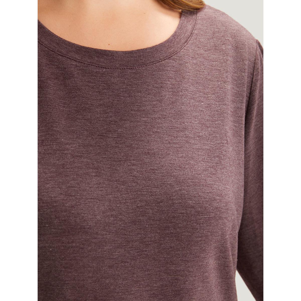 Plus Size Plain Zipper Round Neck Elastic Cuffs Sweatshirt Women Mauve Casual Elastic cuffs Round Neck Dailywear Sweatshirts BloomChic 18-20/2X Product Image