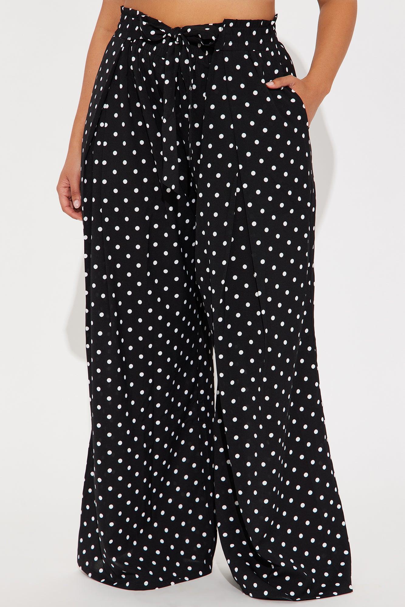 Ella Polka Dot Wide Leg Pant - Black/White Product Image