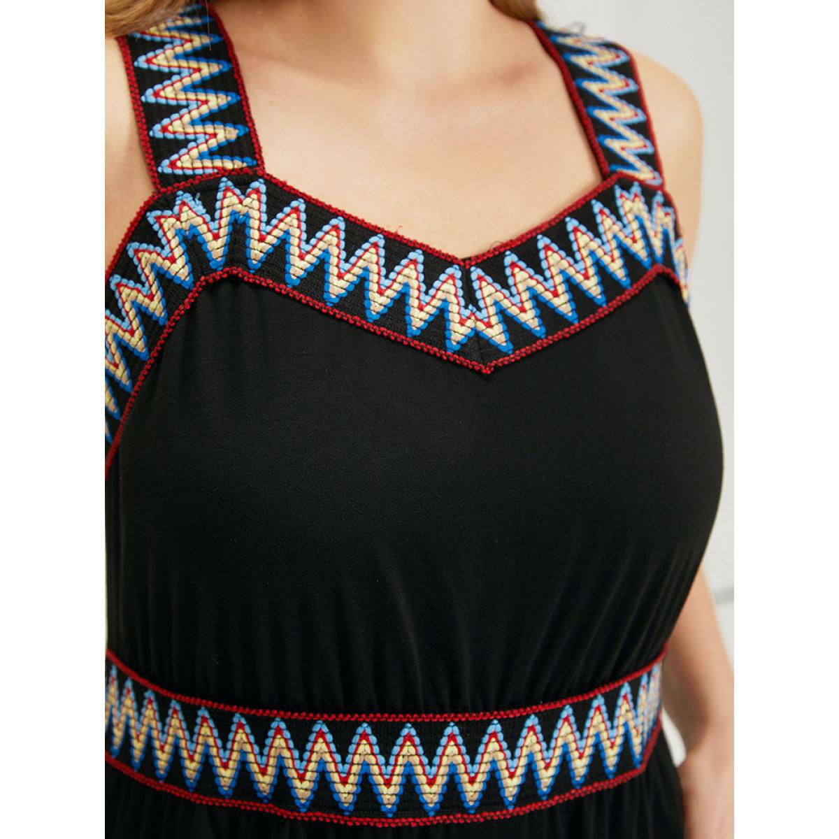 Plus Size Black Contrast Trim Pocket Patchwork Cami Jumpsuit Women Casual Sleeveless Spaghetti Strap Dailywear Loose Jumpsuits BloomChic 30/6X Product Image