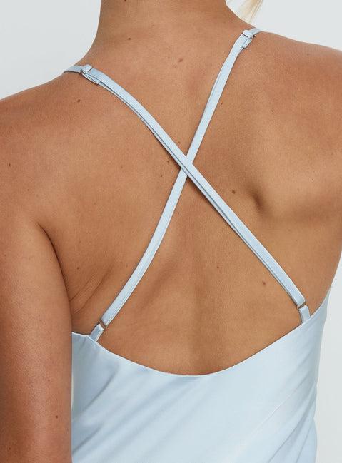 Klairee Halter Lace Maxi Dress Icy Blue Product Image