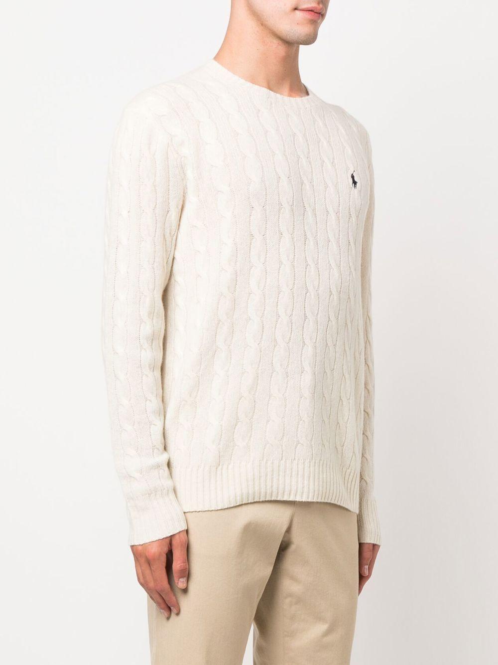 logo-embroidered cable-knit jumper Product Image
