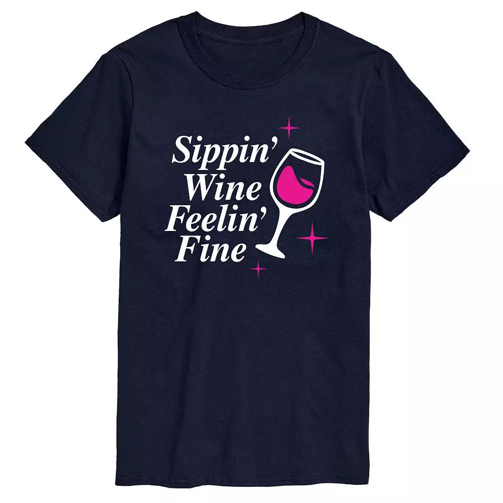 Men's Sippin Wine Feelin Fine Graphic Tee,  Product Image