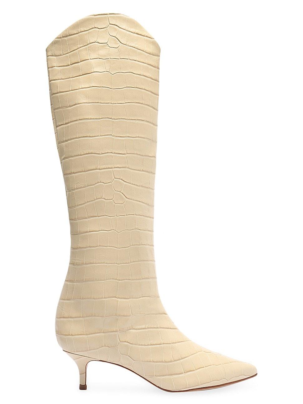 Womens Maryana Crocodile-Embossed Leather Knee-High Boots Product Image