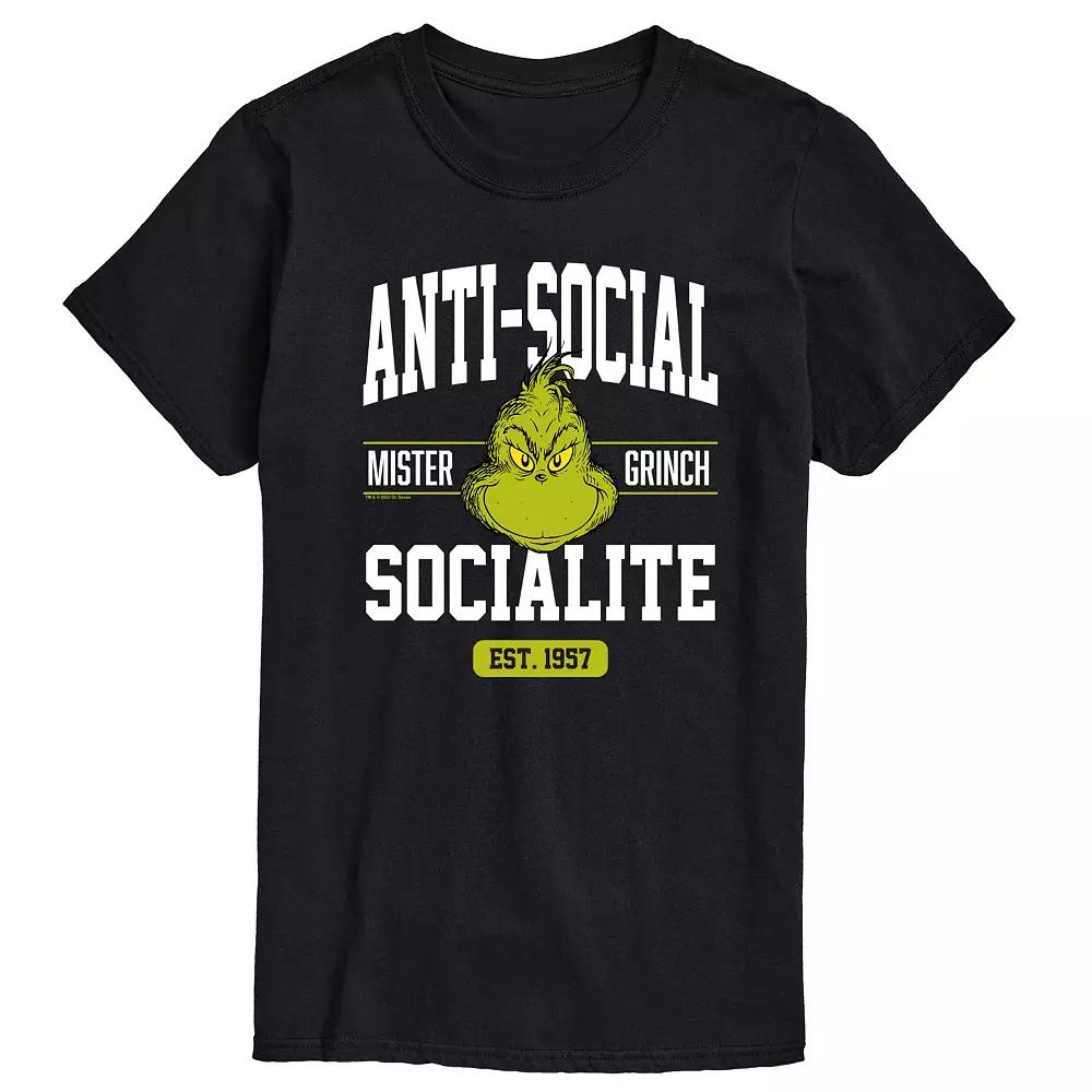 Big & Tall Dr. Seuss Grinch Anti Social Socialite Graphic Tee, Men's,  Product Image