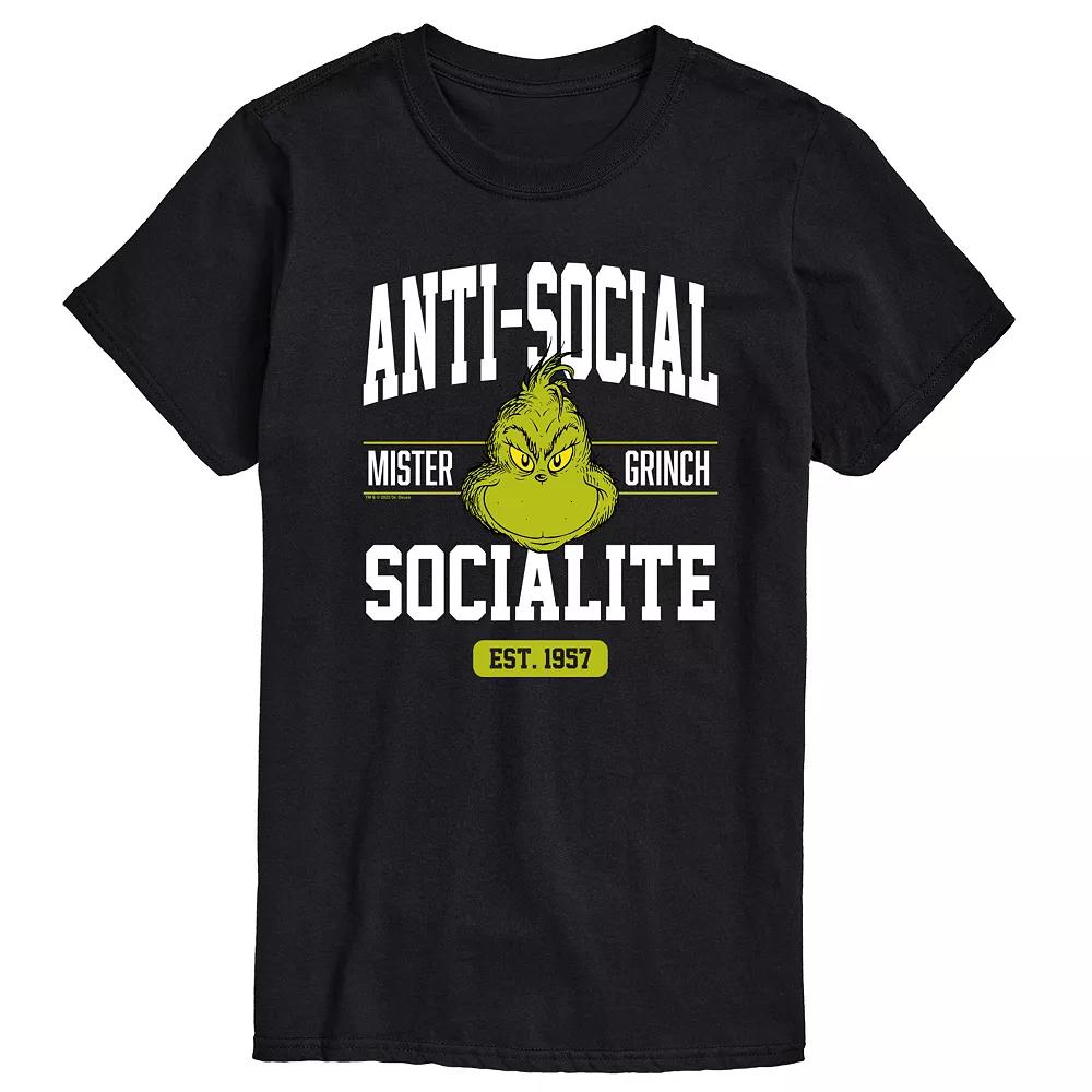 Big & Tall Dr. Seuss Grinch Anti Social Socialite Graphic Tee, Men's,  Product Image