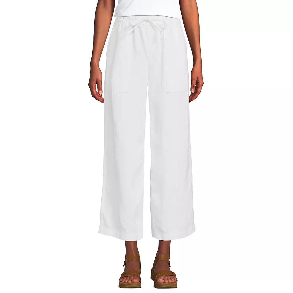 Women's Lands End High-Rise Pull-On Drawstring Linen Wide-Leg Cropped Pants,  Product Image