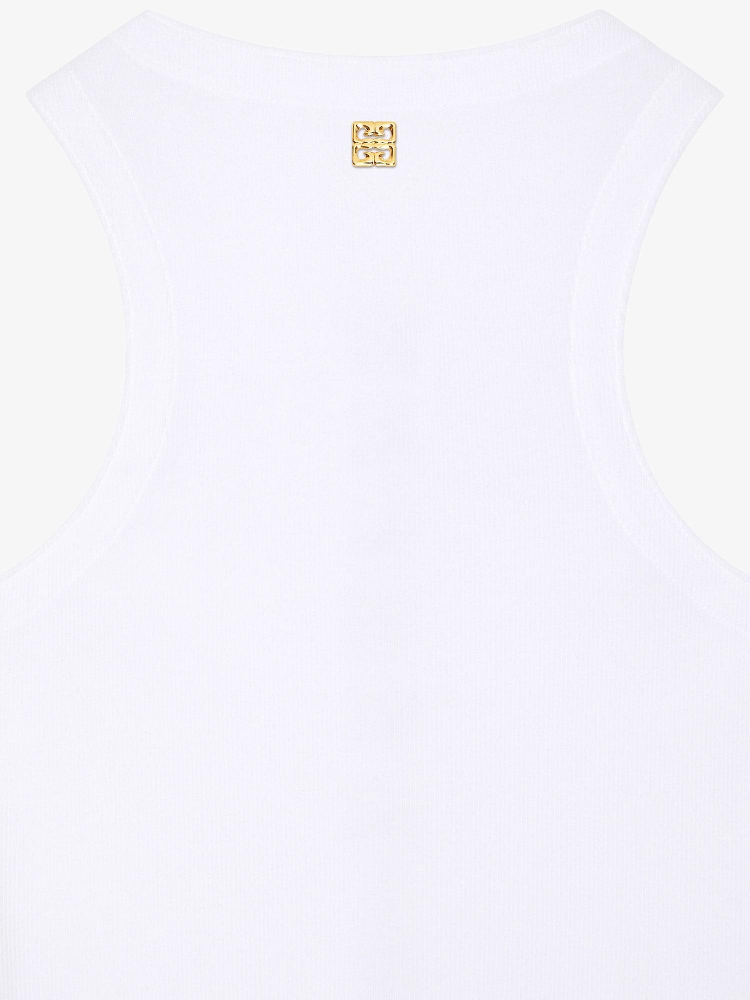 Slim fit tank top in cotton with laces and 4G detail Product Image