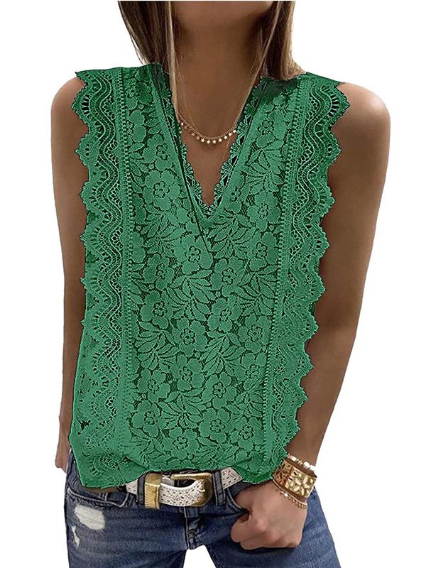 Original Lace Solid Color Loose Vest Top Product Image