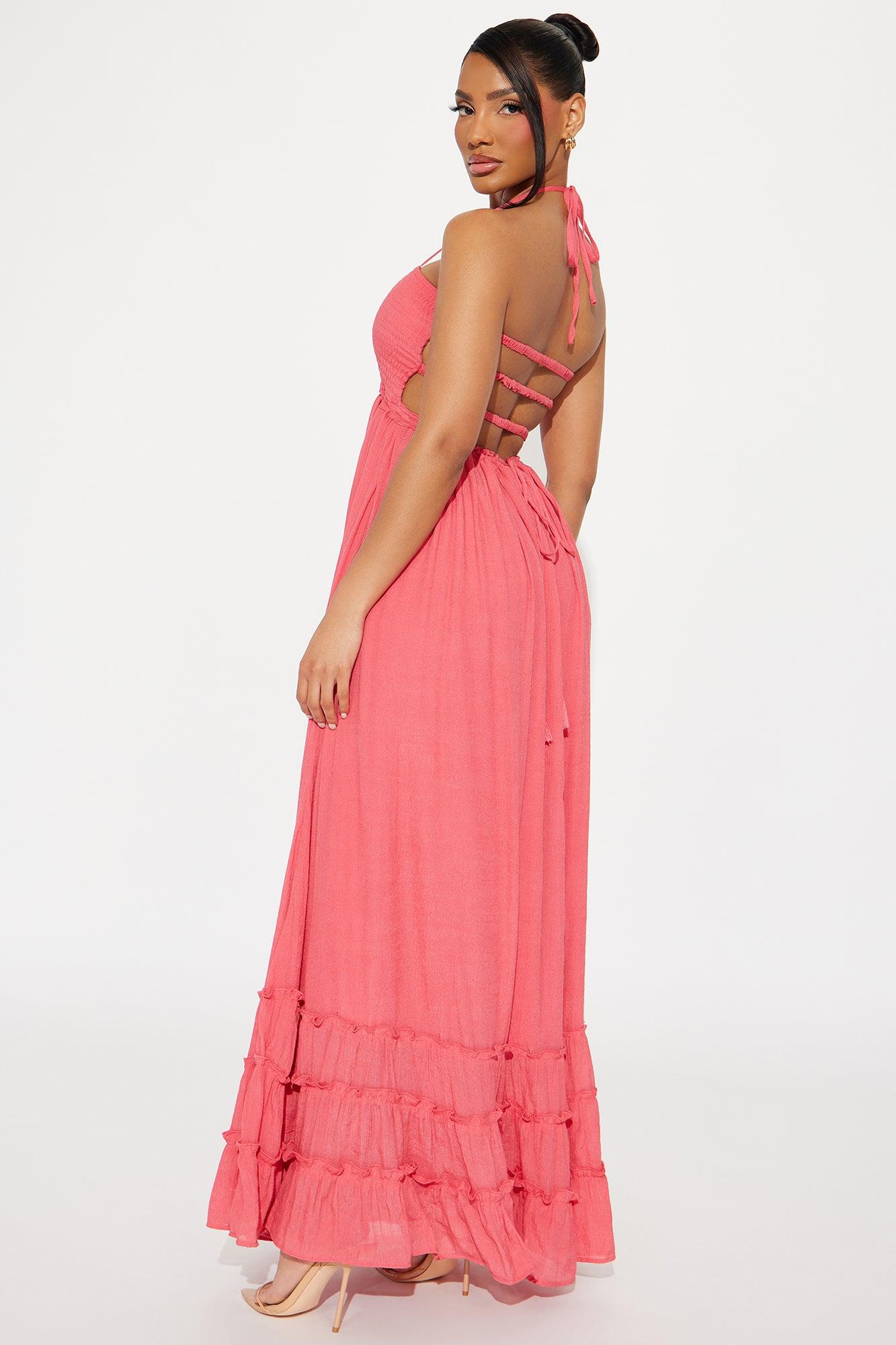 Hayley Halter Maxi Dress - Coral Product Image