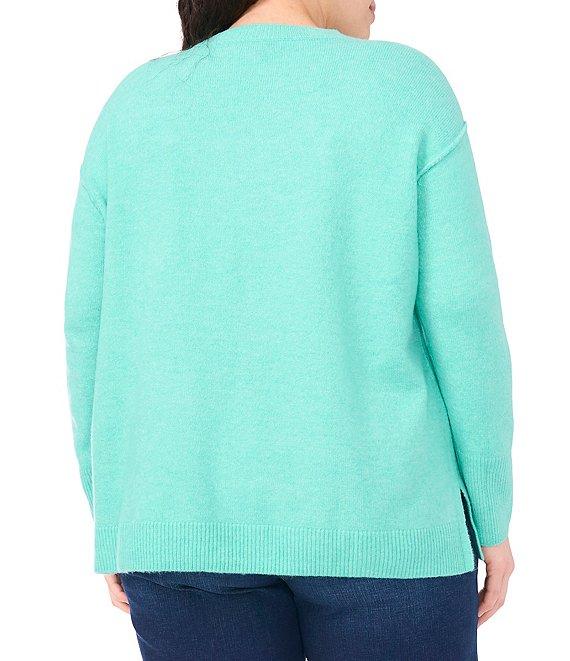Vince Camuto Plus Size Crew Neck Long Sleeve Extended Shoulder Seamed Cozy Statement Sweater Product Image