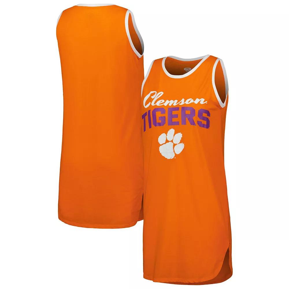 Women's Concepts Sport Orange/White Clemson Tigers Tank Top Nightshirt,  Product Image