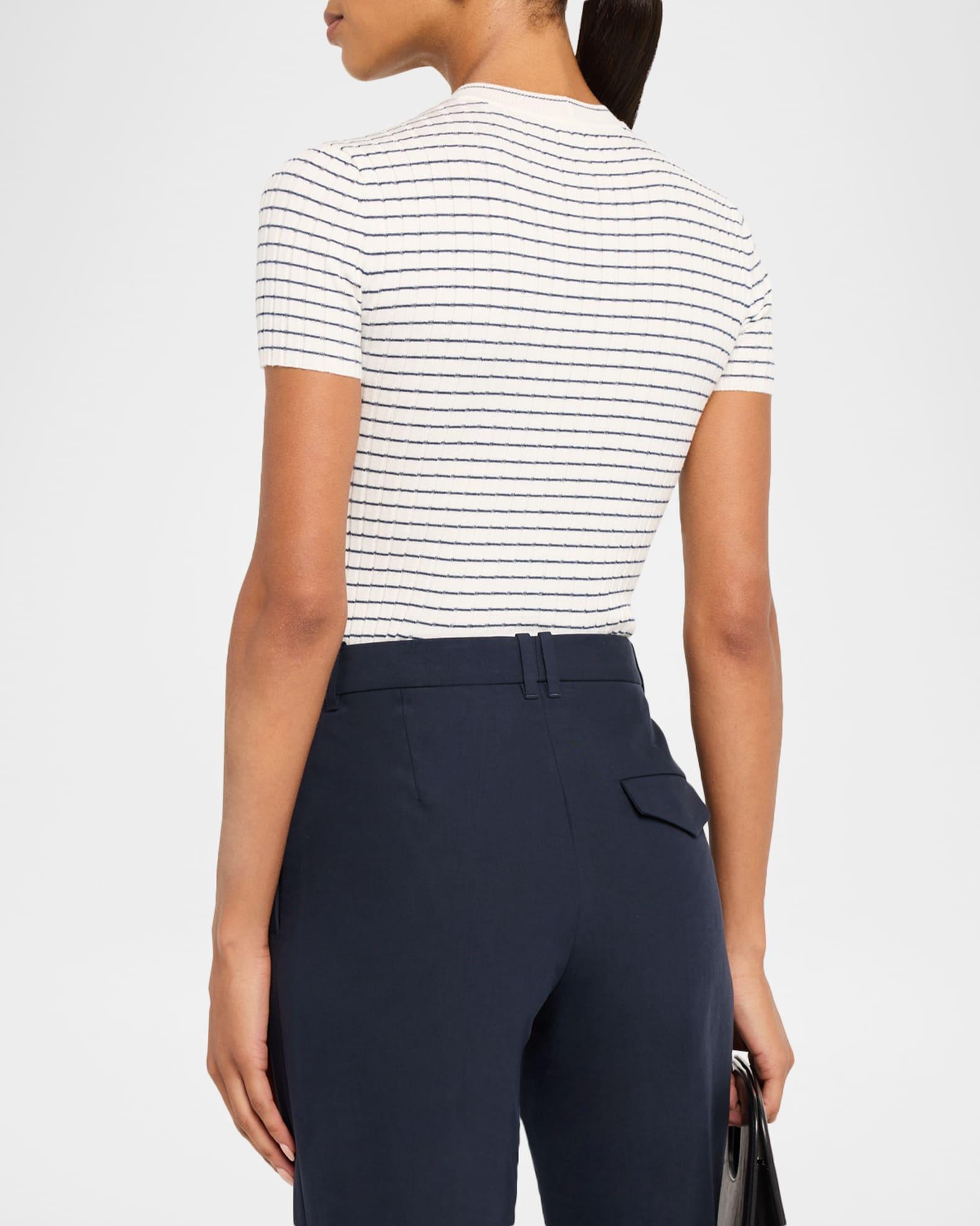 Striped Crewneck Rib Knit Tee Product Image