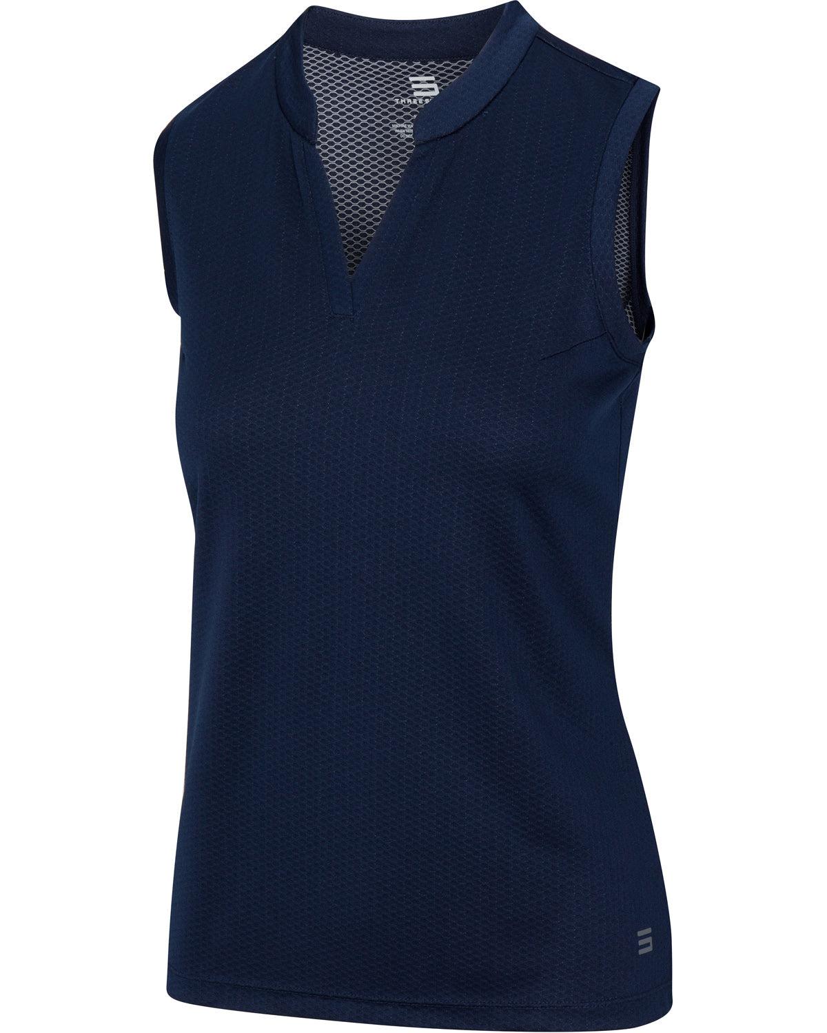 Three Sixty Six Women's Waffle-Textured Collarless Golf Polo Female Product Image