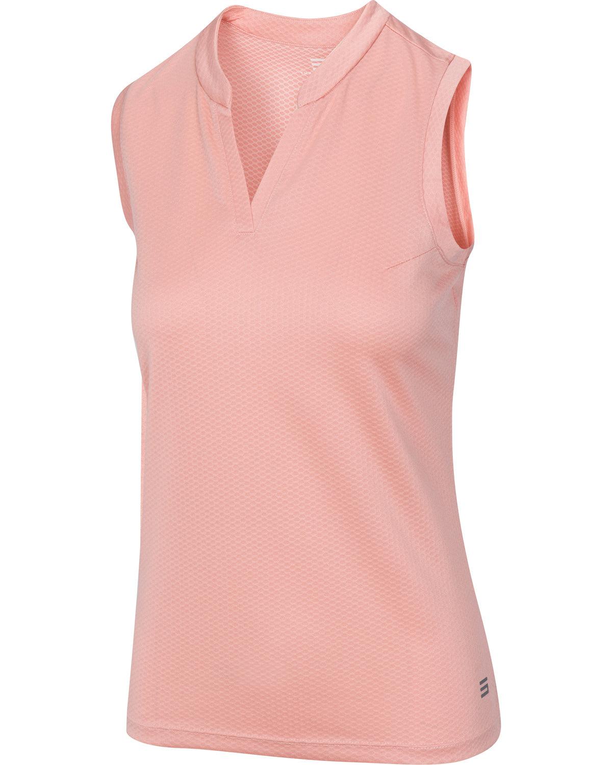 Three Sixty Six Women's Waffle-Textured Collarless Golf Polo Female Product Image