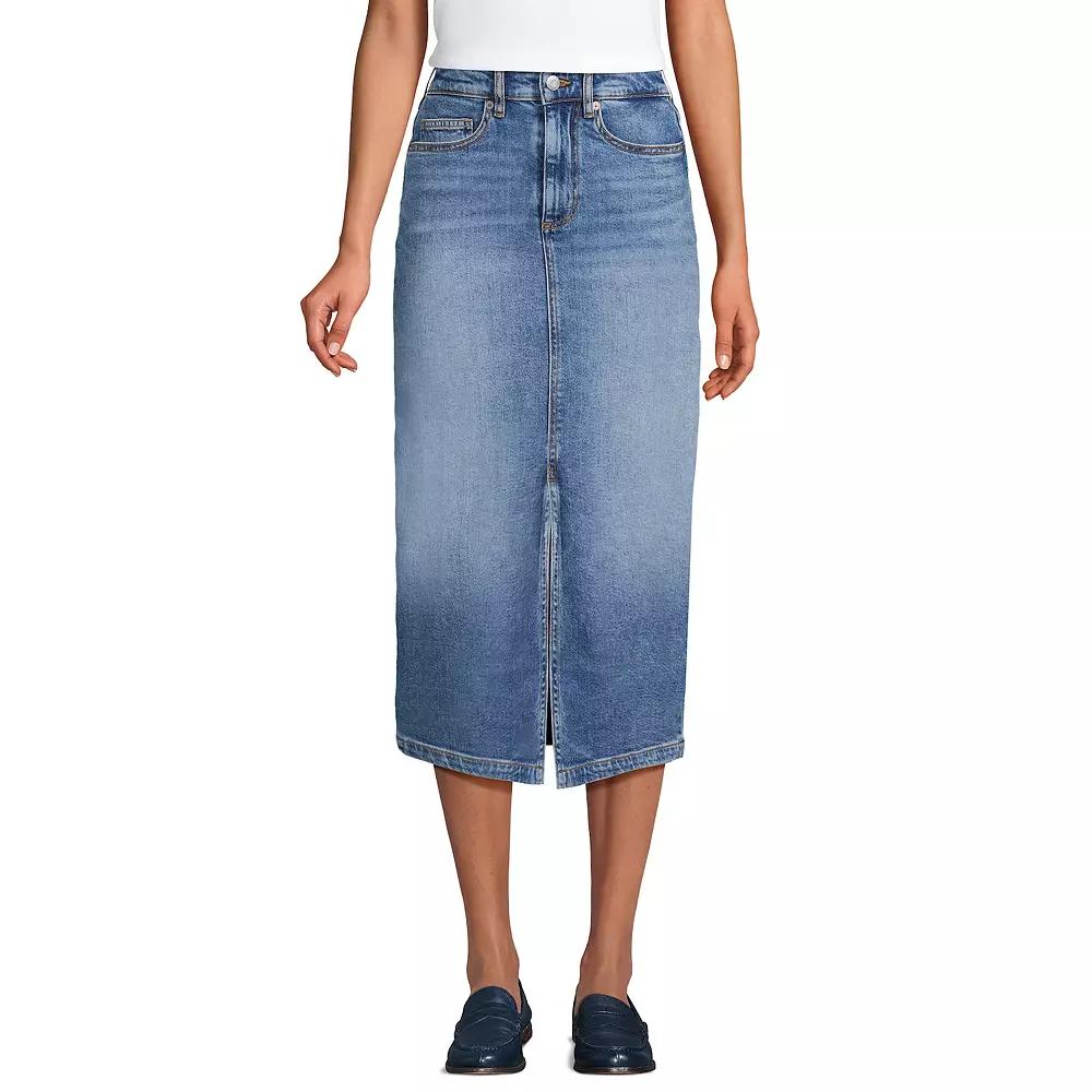 Women's Lands' End Denim Midi Column Skirt,  Product Image