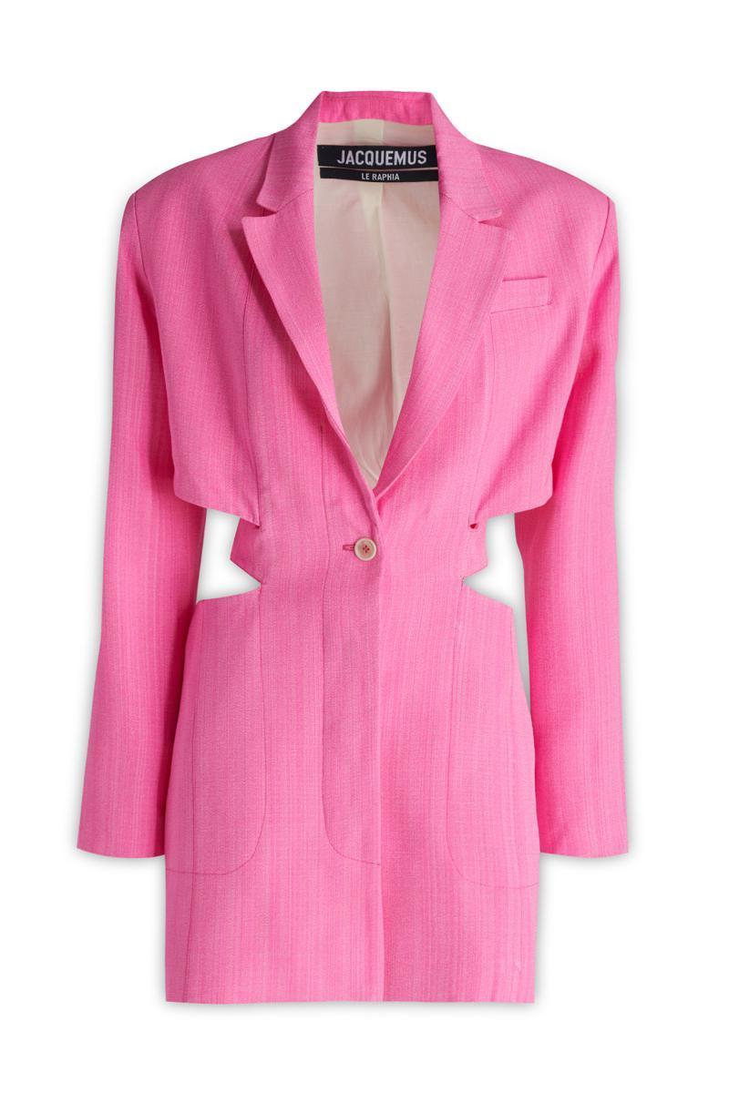 JACQUEMUS Bari Cutout Single-breasted Mini Blazer Dress In Pink Product Image