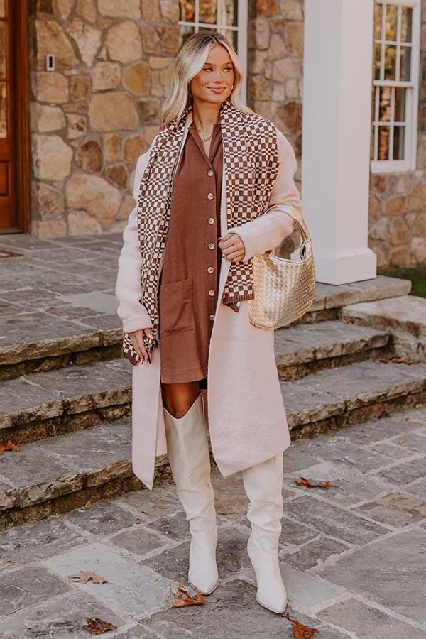 Afternoon Escape Linen-Blend Mini Dress in Chocolate Product Image