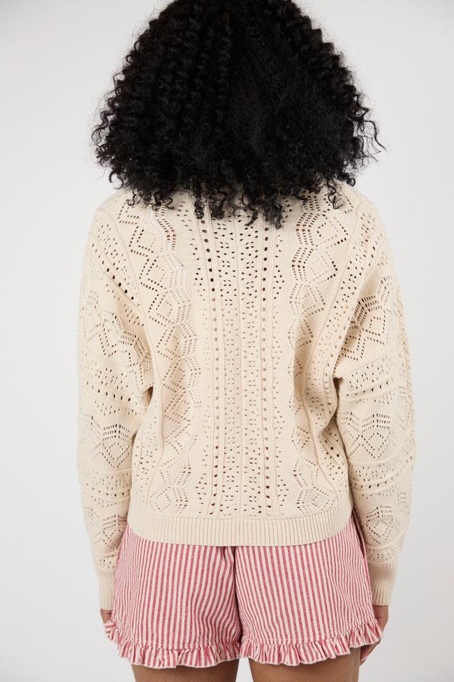 Lasting Impressions Taupe Open Knit Cardigan FINAL SALE Product Image