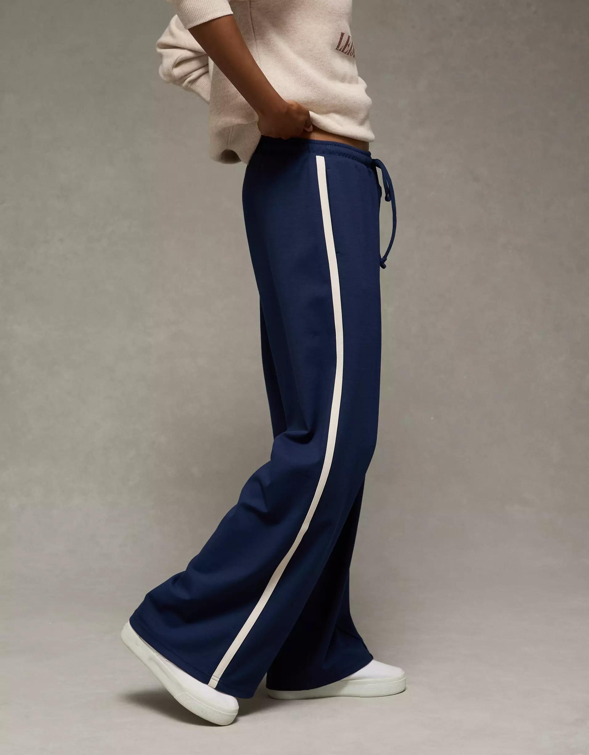 AE Stretch High-Waisted Wide-Leg Track Pant Product Image