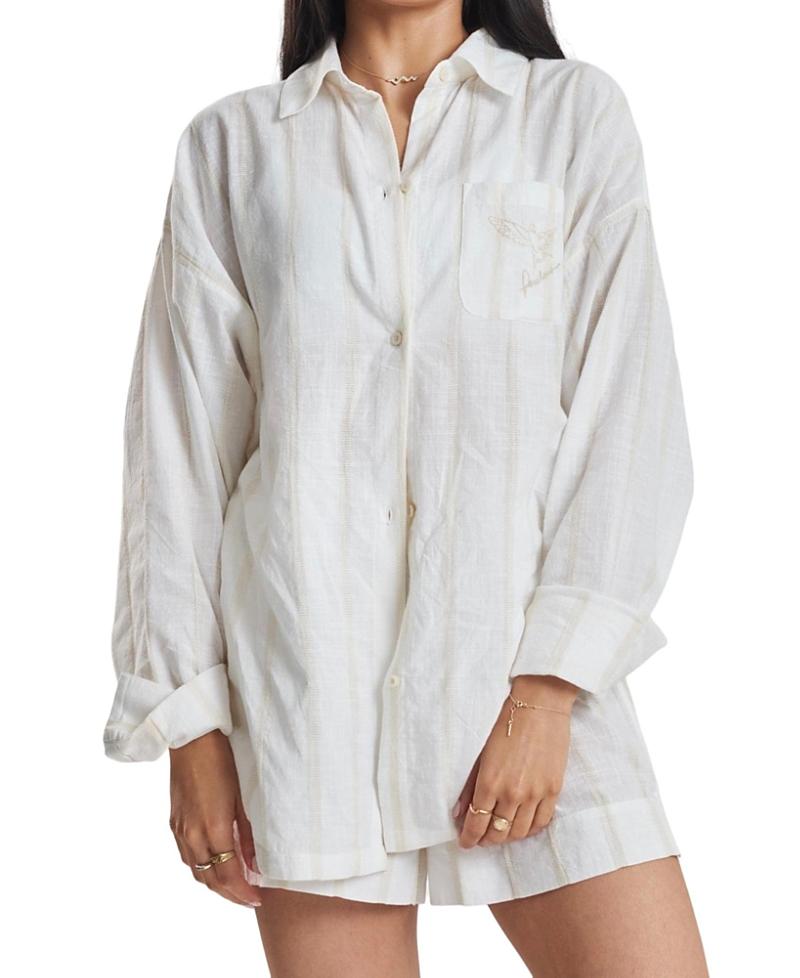 Peachaus Womens Yew Striped Ethical-Cotton Pajama Shirt Product Image