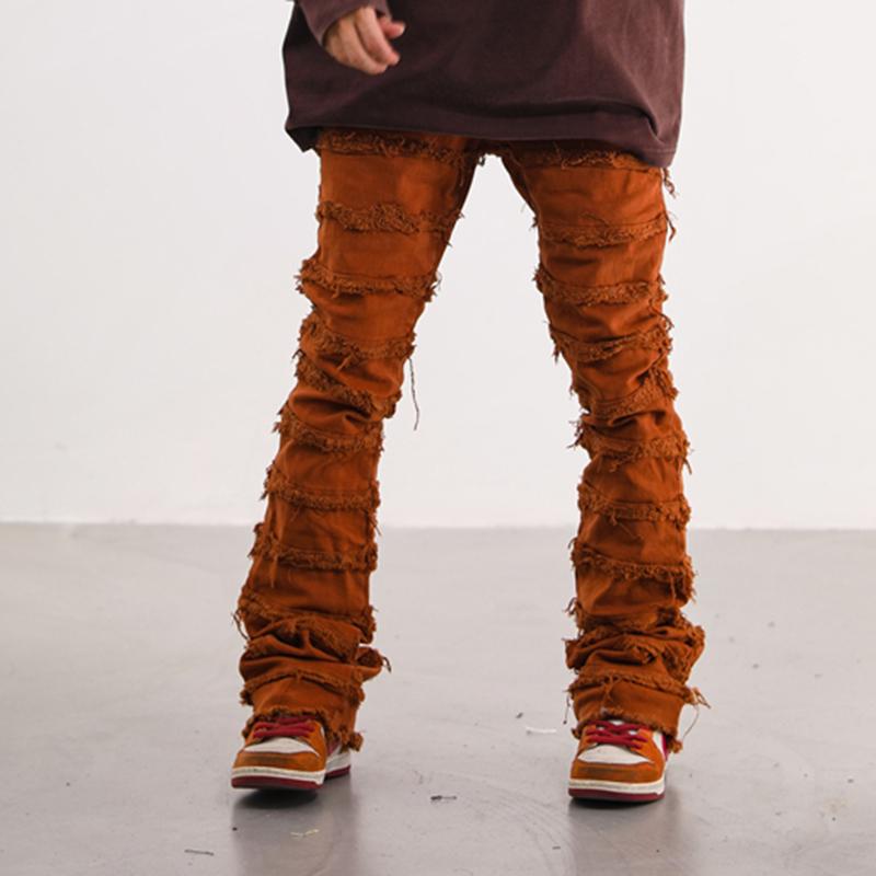 Vintage Erosion Damaged Raw Edge Jeans Product Image