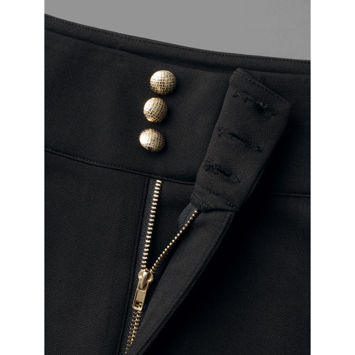 Plus Size Mid Rise Buckle Detail Skinny Pants Women Black Elegant Skinny Mid Rise Everyday Pants BloomChic 14-16/1X Product Image