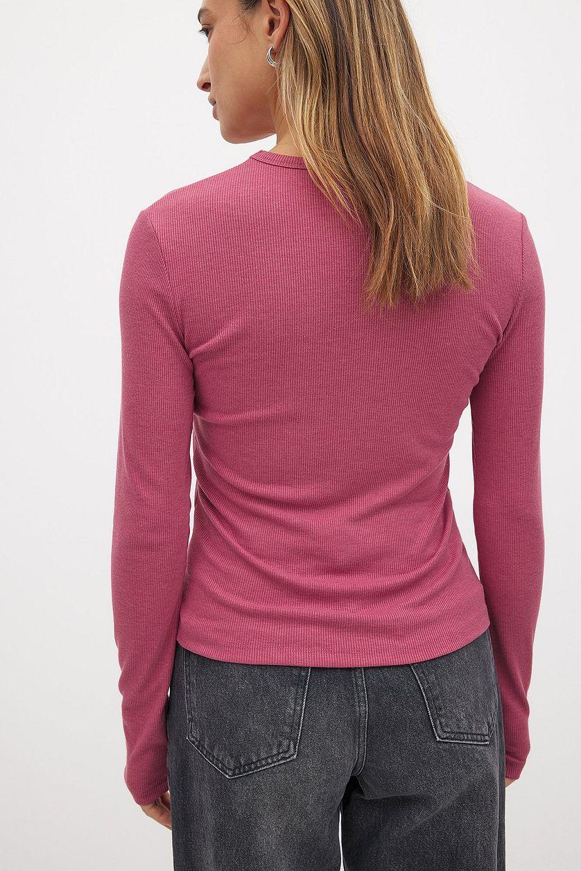 Ribbed Long Sleeved Round Neck Top Product Image