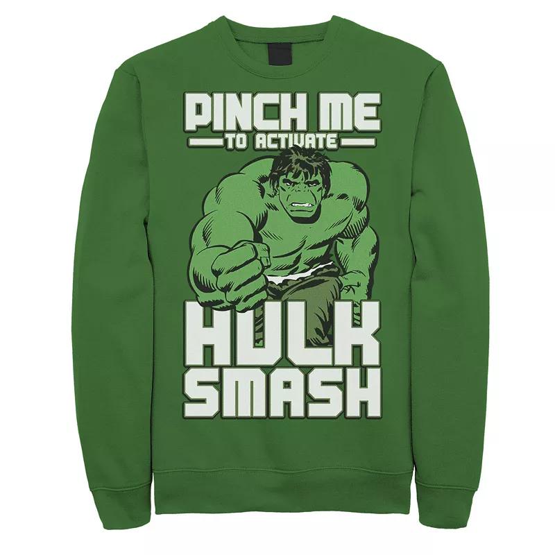 Men's Marvel Hulk Pinch Me To Activate Hulk Smash Sweatshirt, Size: XL, Kelly Product Image
