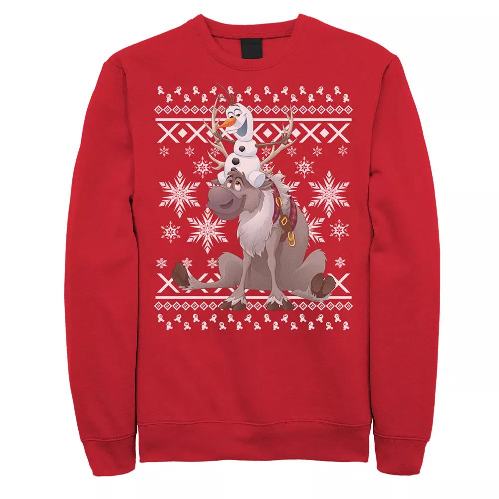 Disney's Frozen Olaf Sven Men's Riding Antlers Ugly Sweatshirt, Size: XL, Red Product Image