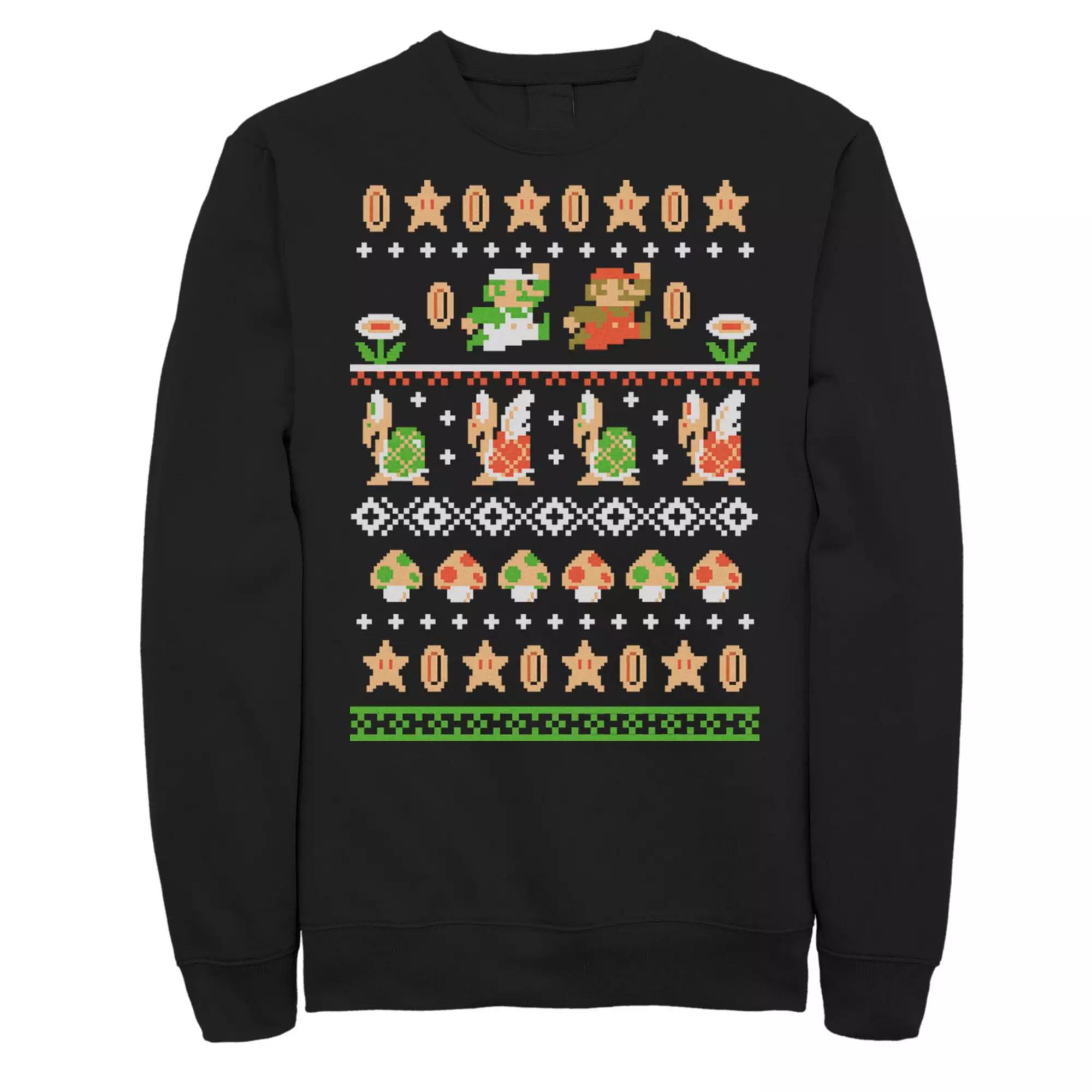 Men's Nintendo Super Mario Ugly Christmas Sweater Mashup Sweatshirt,  Product Image