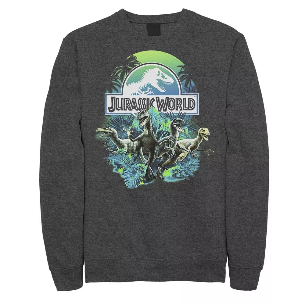 Men's Jurassic World Blue Green Jungle Velociraptor Attack Fleece Graphic Pullover,  Product Image
