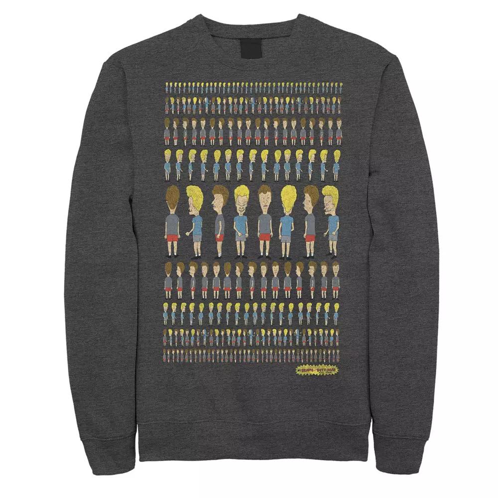 Men's Beavis And Butthead Patterns Rule Distressed Portrait Sweatshirt,  Product Image