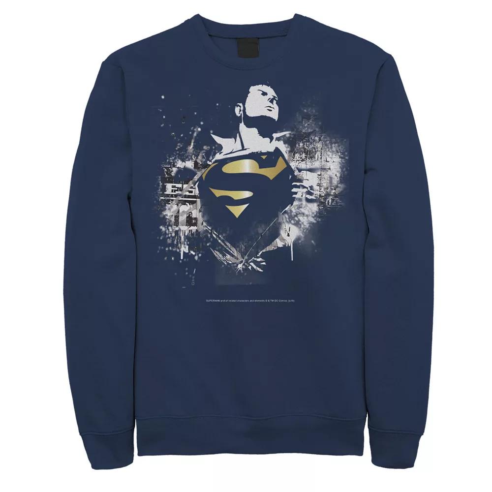 Men's DC Comics Superman Torn Shirt Poster Sweatshirt, Size: Medium, Blue Product Image